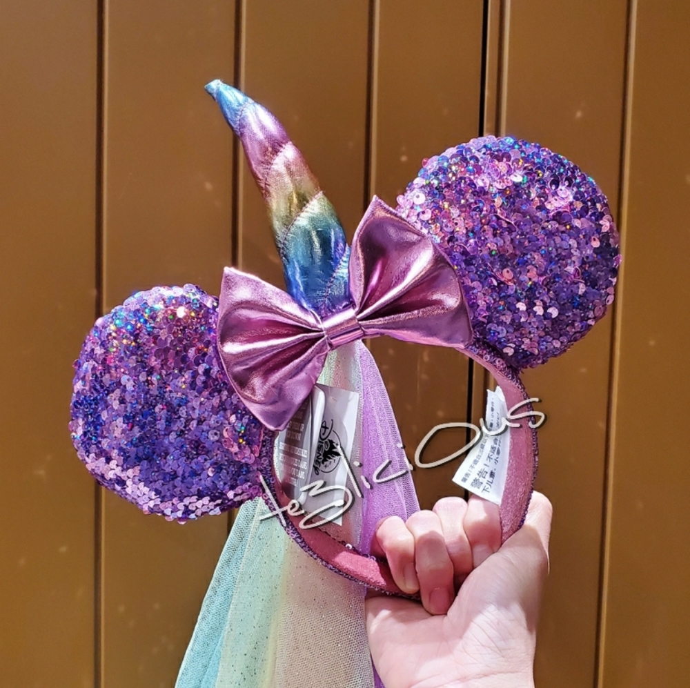 DISNEY PARKS MAGICAL UNICORN IRESIDCENT EARS - Picture 1 of 7